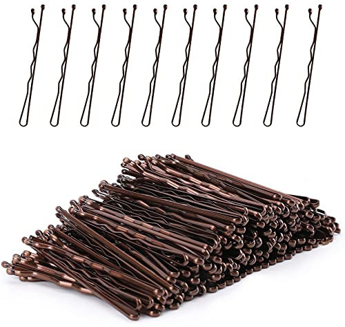 Laicky Haarnadeln bobby pins 200Count Braun Haarnadeln mit Box für Frauen Dame Mädchen Kinder HaarnadelUnsichtbarer Wellen-Haargriff Haarspange Haarklammer Bulk-Haarschmuck (Braun,5.2CM)