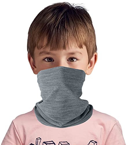 HEGCOIIE Kinder Schlauchschal Winter Fleece Loop Schal Halswärmer Halstuch Winddicht Ski Maske Warmer für Jungen Mädche (Grau)