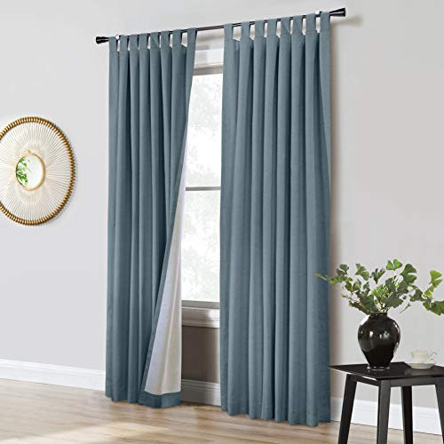 Vienna Total Blackout Foamback Tab Top Curtain Panel Pair Each 52 x 84 in Blue