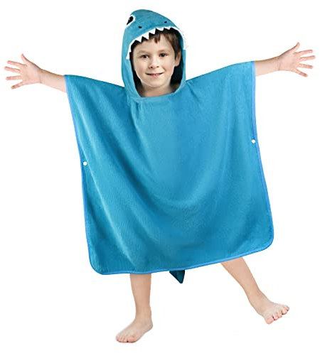 Gaga city Badeponcho Kinder Dino Badetuch Poncho Baby Handtuch Poncho Dino Badehandtuch Baumwolle Strandponcho Frottee Kinder Kapuzenponcho Kleinkind Kindergeburtstag Geschenk Dinosaurier, 1-5 Jahre