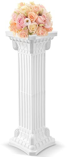 GANAZONO Roman Column Statue Pedestal Figurine Outdoor Decorations Candelabra Pillar Ornament Roman Pillar for Wedding White Plastic