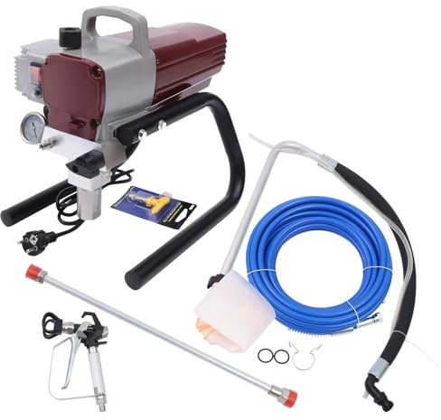 Pistola de Pintura Electrica,1800w 250Bar Airless Pistola Para Pintar, 1.8L/min Maquina de Pintar Paredes 25cm Anchura de pulverización, Máquina de Pulverización 13m Tubo de alta Presión con Regulador