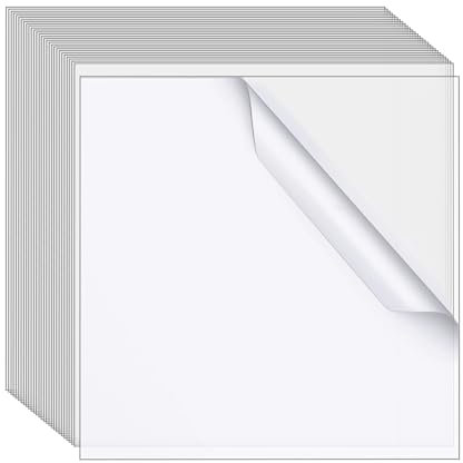 JIEHIN Lot de 42 plaques en verre acrylique carrées, 10 x 10 cm, plaque acrylique transparente, 1 mm, carrées, pour artisanat, panneaux, remplacement du verre, présentoir de table