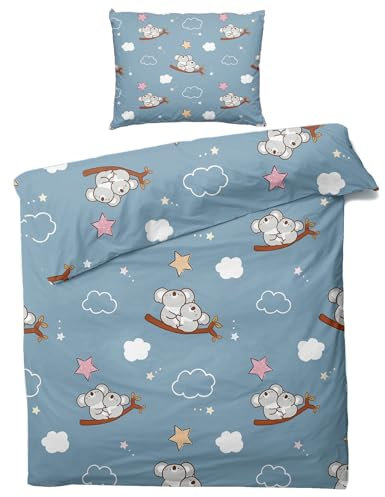 Sommer Bettwäsche 135x200 Koala - Süße Tiere Kinder Bettbezug 135 x 200 2er Set, Weiche & Angenehme Mikrofaser Bettbezüge & Kissenbezug 80x80, Bettwäsche-Sets mit Reißverschluss T&-62