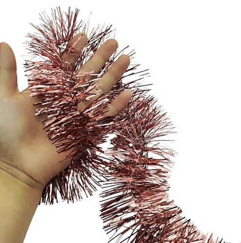 Carytalee 36 FT Christmas Tinsel Garland for Christmas Tree Decorations and Wedding Party, Rose Gold