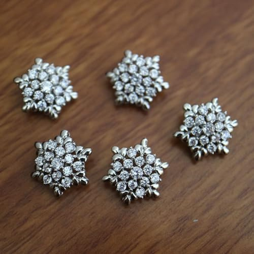 G-RUI 5 pz/lotto Bottoni di Cristallo di Lusso per Vestiti Cubic Zirconia Metallo Gambo Pulsante per Cappotto Decorativo CZ Cucire Bottoni per Camicie (K-208) (Argento)