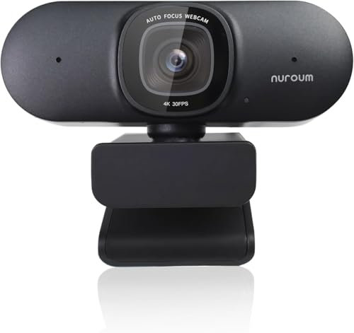 Nuroum V32-AF Webcam 4K CMOS Con Dos Micrófonos, 1080p 60fps Con Cancelación de Ruido, 90° Gran Angular, Automático, Cámara Web USB Plug&Play Para Conferencia/Videollamada/Windows/Mac
