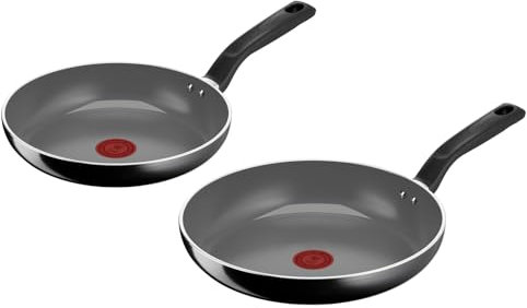 Lagostina Goccia Set 2 Padelle 24/28 cm, Rivestimento in Ceramica Antiaderente, Scorrevolezza Ottimale, Pulizia Facile, Ecologica, Thermo-Signal, Sicura, Compatibile con Induzione