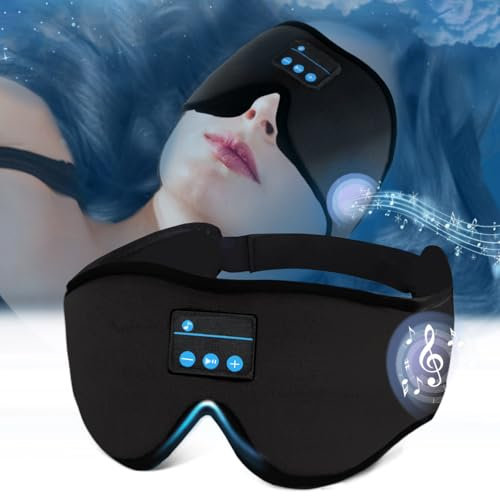 Bluetooth Sleep Mask, Wireless Headphones Headband 3D Breathable Eye Mask for Sleeping with Bluetooth Speaker for Meditation, Travel, Yoga, Relaxation, Adjustable Sleep Earphones for Men Women (Black)