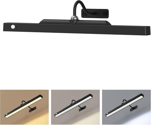 Kryoza Picture Light for Wall Art Motion Sensor – 16'' Wireless and Dimmable Gallery Light, 5000mAh Battery Operated with Remote Control Art Light Over Frame Paintings and Artworks (Black)