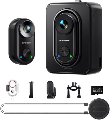 Apexcam K70 4K Mini Action Cam,POV Body Cam Con Scheda 64GB,WiFi EIS 20MP Body Cam Sportiva Portatile Vlogging Fotocamera,30M Fotocamera Subacquea,Videocamere Montate sul Corpo Con Supporto Magnetico