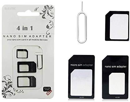 SIM Card Adapter Kit with SIM Ejector Pin Convert Nano SIM to Micro SIM Standard SIM to Nano - 4 in 1 SIM Tool kit for iPhone X XR 8 7 6 5 4 BLACK