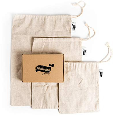 Sac à Pain Lot de 3 | Tissu 100% chanvre naturel | Paniere a Pain pour conserver la fraîcheur | Huche réutilisables | Sac Conservation Pain 3x différentes tailles