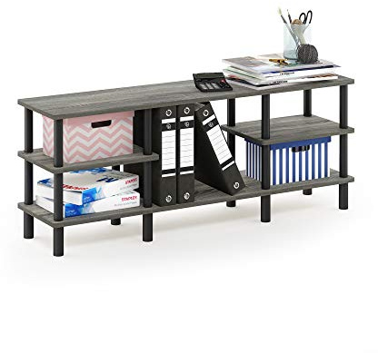 Furinno TURN-N-TUBE TV Stand, 3-Tier Multipurpose Wide Shelf Entertainment Center, TV Console for TV up to 55 Inch, for Living Room, Bedroom, French Oak