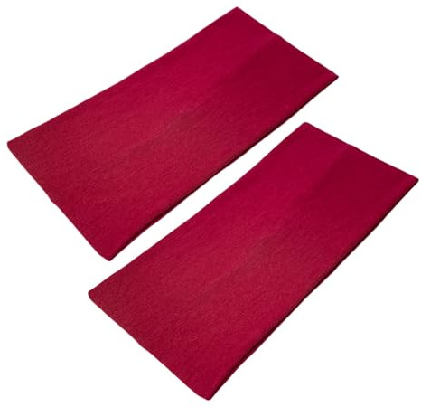 WESTEND CHOICE Extra Wide Headbands 11cm Plain Stretchy Kylie Head Band 2 Pack Unisex Bandeau Headbands for Women & Men Soft Hairbands Yoga Bandana Headband (Burgundy)