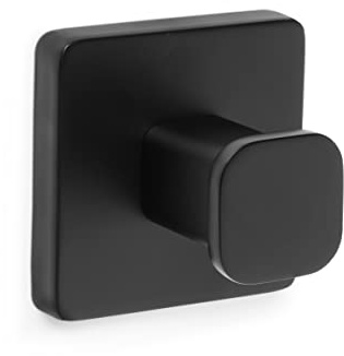 TATAY Appendini per il Bagno, Accessori per il Bagno Nero, Acciaio Inox e Zamak, Sistema di Fissaggio Doppio con Viti e Adesivi, Supporta Fino a 10 kg, Appendini Nero, Misure 6 x 4.6 x 6 cm