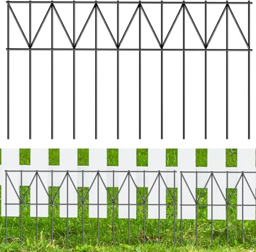 GRELWT 5 Pack 24 L x 15 H Animal Barrier Fence, Underground No Dig Fence Patented Product, 5.5mm Galvanized Stakes with 2 inch Spacing, Anti Digging for Dogs, Total 10Ft(L) X 15in(H) Black
