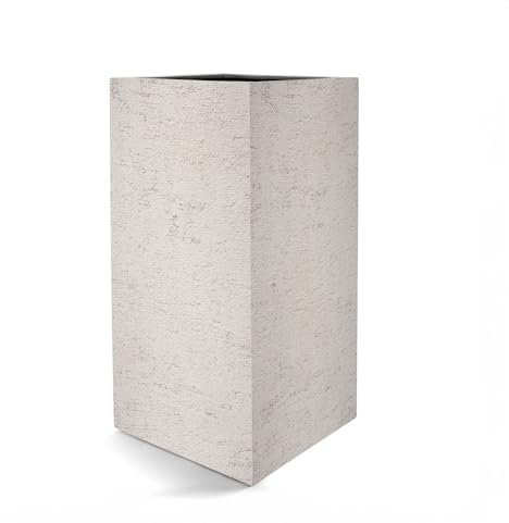 Luca Lifestyle Pflanzkübel ''Terreno High Cube'' Sand Quadratisch Fiberglas *5 Jahre Garantie* - 30x30x80 cm - Premium Qualität - F8717