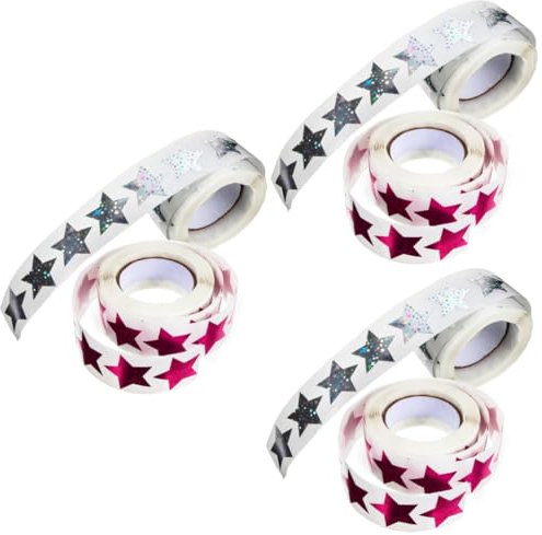 VILLCASE 6rollen -sternaufkleber Selbstklebende Belohnungssticker Für Schule Und Bunte Thank You-sealing-sticker Dekorative Etiketten Für Kreative Projekte