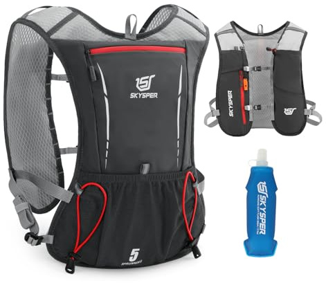 SKYSPER Zaino Idratazione 5L, Gilet Zaino Trail Running con Borraccia Morbida 500ml per Corsa Ciclismo Jogging Escursione