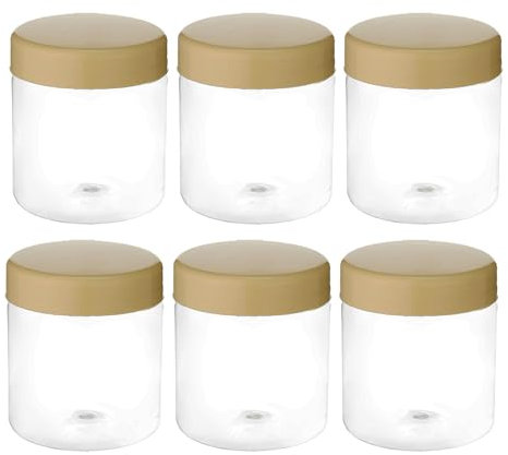 ANGIX 6 x 100ml Plastic Storage Jars with Screw Top Lids, Airtight Food Storage Containers for Kitchen, Food, Spices, Herbs & Sweets, Clear Canister Pots (RED)
