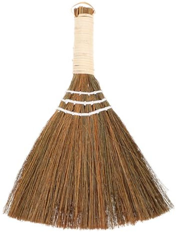 Gatuida Miscanthus Woven Broom for Portable Desk Cleaning Soft Bristle Dust Removing Broom Hand-made for Home and Office Use