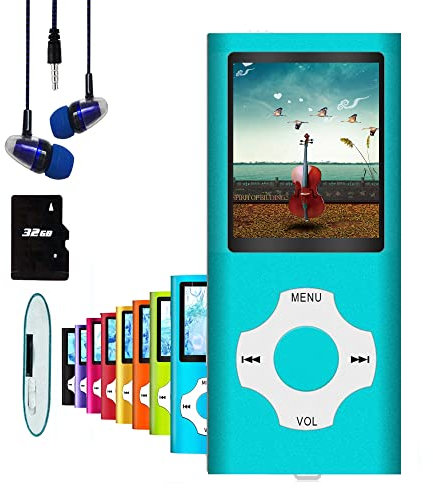 Hotechs MP3-Player/MP4-Player, MP3-Player mit 32 GB Speicherkarte, schlankes Design, digitales LCD-Display, 4,6 cm (1,8 Zoll) Display, FM-Radio