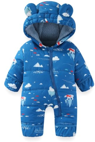 WYTbaby Combinaison de neige pour bébé - Combinaison d'hiver chaude avec capuche - Combinaison épaisse pour garçons et filles de 3 à 24 mois