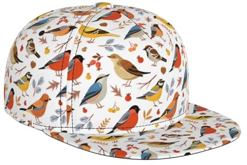 Funny Birds Baseball Cap for Men Women – Flat Brim Snapback Hat, Adjustable Casual Hat for Daily Wear & Street Style