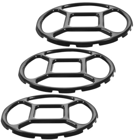 JECOMPRIS Support Pour Wok Et Grille De Cuisson à La Vapeur Pour Cuisinière à Gaz, Lot De 3 Pièces, Émail Noir, Stable Et Résistant à La Chaleur, Accessoires Pour Cuisson En Intérieur Et Camping