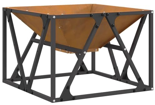 Focolare in acciaio, camino esterno per giardino, stufa esterna con design moderno, 50 x 50 x 35 cm, per riscaldamento esterno e angolo relax
