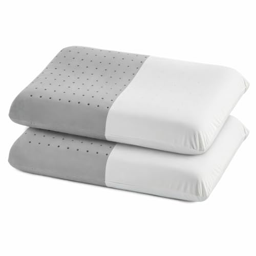Almohada Viscoelastica 70 Pack 2, Almohada Cervical y Almohadas Cervicales para Dormir, Almohada Antironquidos para Cervicales y Cuello, Pillow Ergonómica con Carbón Activo Fabricada en España