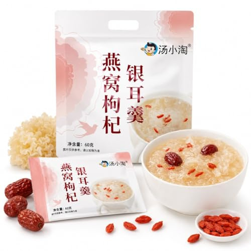Porridge Istantaneo Di Funghi Bianchi Con Bacche Goji E Nido D'uccello, 6 G X 50 Pacchetti, Colazione Veloce, Pasto Conveniente