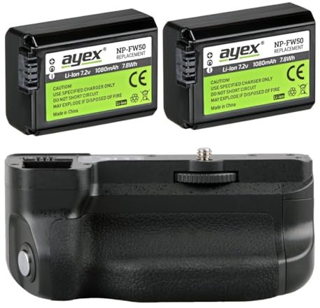 Batteriegriff Kompatibel mit Sony Alpha A6300 inkl. Timer-Fernbedienung + 2X NP-FW50 Akku MK-A6300 Pro