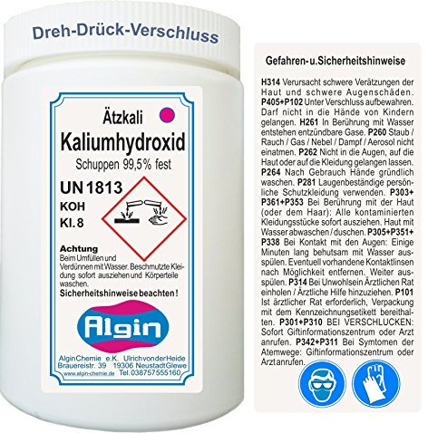 Algin Ätzkali - Kaliumhydroxid 1 kg Dose- Potassium Hydroxide