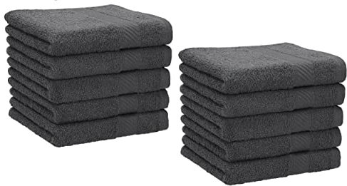 Betz 10 Stück Seiftücher Seiftuch Seiflappen Set Palermo 100% Baumwolle Größe 30x30 cm anthrazit