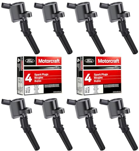 MAS Set of 8 Ignition Coil DG508 and Motorcraft Spark Plug SP493 compatible with Ford Lincoln Mercury 4.6L engines DG457 DG472 DG491 F523 3W7Z12029AA 1L2U12029AA 1L2U12A366A