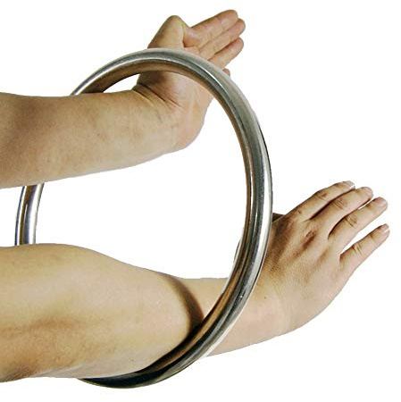 Koyheng Bague Wing Chun en Acier Inoxydable Yewen Sau Entraînement en Force des Mains collantes Tsun Siu Lum Kung Fu