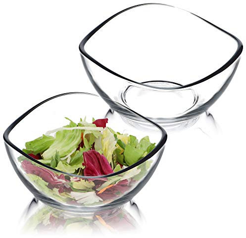 KADAX Bol en Verre, Bol à Bords ondulés, saladier à base renforcée, Saladier en Verre, Bol à Dessert, Bol à salade, Bol à Pates, Bol a melanger Verre, Bol de Service (⌀ 10,5cm, 2 pièces)