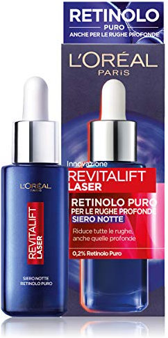 L'Oréal Paris Siero Notte Revitalift Laser X3, Azione Antirughe Anti-Età con Retinolo Puro, 30 ml
