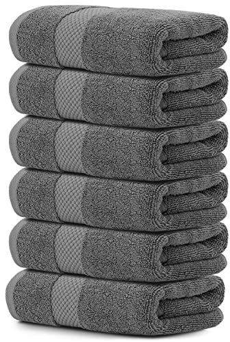 White Classic Luxuriöse graue Handtücher, 100 % Baumwolle, anthrazit, 6er-Set, Hotelhandtücher extra 40 x 76 cm, hochwertige kleine Handtücher, Badezimmer-Sets für Hände, Dunkelgrau, 6 Stück