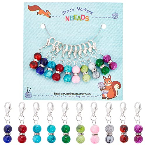 nbeads 10 Pcs Gourde Perles Marqueurs de Point de Crochet, Alliage Émail Crochet Marqueur de Point Breloques Marqueur de Point de Verrouillage pour Tricot Tissage Couture Quilting Fabrication Bijoux