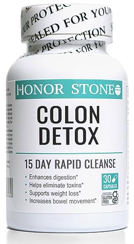 Honor Stone - Colon Cleanse 15 Day Detox - Supports Weight Loss - Helps Eliminate toxins - Relieves Constipation & Bloating - Probiotics Support Gut Health - Herbal Stool Softener