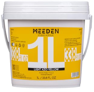 MEEDEN Light Azo Yellow Acrylic Paint: 1 L /33.8 oz Heavy Body Gloss Non-Toxic - Professional Art Paints for Canvas, Wood, Craft Painting