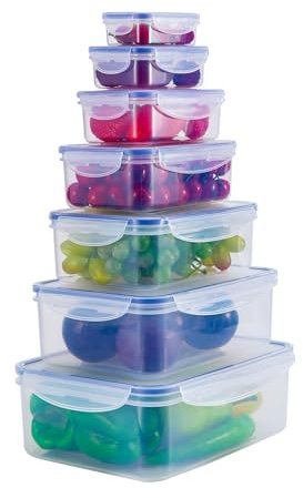 Maturi Set di 7 contenitori per alimenti con coperchio ermetico, senza BPA, 0,12 l - 3,8 l