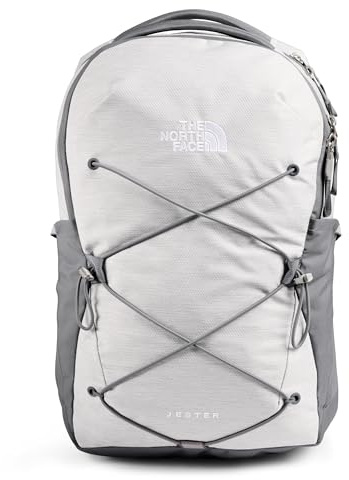 The North Face Women's Jester Everyday Laptop Backpack - Commuter Travel Bag, Laptop Sleeve, Water-Repellent, TNF White Metallic Mélange/Mid Grey-NPF, One Size