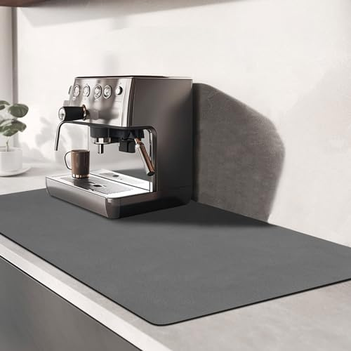 TENQUAN Disktorksmatta 50 x 40 cm köksavloppsmatta med halkfri botten, disktorkmatta, absorberande matta för kaffebryggare för bänk(mörkgrå)