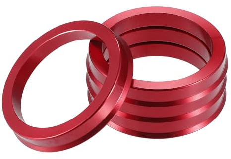 A ABSOPRO Anillos Centradores de Buje de Coche OD 67.1mm A ID 54.1mm Anillos Centradores de Buje Espaciador de Centro de Rueda de Aleación de Aluminio Rojo (Juego de 4)