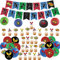 Kreatwow Ninja Birthday Decorations Ninja Happy Birthday Banner Balloons Cupcake Toppers Lanterns Cards Warrior Master Party Supplies for Warrior Themed 1st 2nd 3rd 4th Party