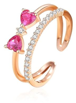 HeyMeili Bague réglable en cristal forme nœud papillon pour femmes et filles avec zirconium diamant bague plaqué or rose d'alliance promesse fiançailles